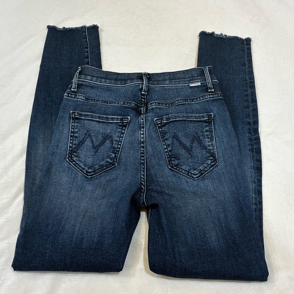 MOTHER The Stash Swooner Ankle Fray Jeans Chick Flick Wash Size 24 Skinny